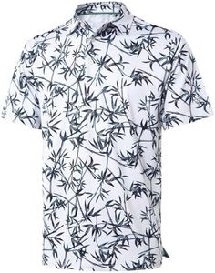 Men's Golf Shirts Dry Fit Short Sleeve Print Performance Moisture Wicking Patterned Polo Shirt for Men