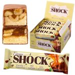 FitnesSHOCK Protein Bar 12pcs no added sugar, 20% protein, low carb (5,5g), rich in fibre, low calorie, 12-pack fitness chocolate bars box, palm oil free, no flour, 12x50g hazelnut vanilla flavor