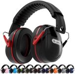 Noise Cancelling Headphones for Adults, Dr.meter SNR 31dB Noise Cancelling Ear Muffs with Adjustable Headband, Ear Defenders for DIY, Shooting, Mowing Lawn or Hunting, Storage Bag Included-Black & Red