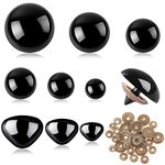 SANNIX Pack of 90 12-30 mm Safety Eyes and Safety Noses, Large Black Safety Eyes for Crochet Animals, Plastic Button Sew-On Eyes with Washers for Dolls, Plush Toys, Teddy Eyes