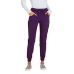 HeartSoul Jogger Scrub Pants for Women, Break On Through Stretch Fabric HS030, S, Eggplant