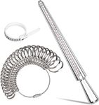 BEAUGIREW 3 Pieces Ring Sizer Measuring Tools Aluminum Ring Mandrel Sizer Gauge Set with Plastic Finger Sizer Belt Jewelry Sizing Measuring Tools with US and UK Size for Jewelry Making