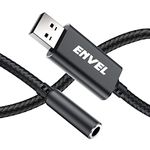 ENVEL USB to 3.5mm Jack Audio Adapter,USB to AUX,External Stereo Sound Card for PS4/PS5/PC/Laptop, Headphone Adapter with Built-in Chip TRRS 4-Pole Mic-Supported