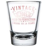 Vintage 2005 Rose Gold Printed 1.75oz 1 Shot Glass - Happy 19TH Birthday Gifts Women Men, Cheers to 19 Years, Turning 19 Woman Decorations Decor, Anniversary Bday Party Favors, Best Gift Ideas 1.0