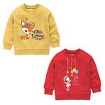 AmazBaby Girls Cotton Round Neck Sweatshirt(AB-825-GRLS-SWETSHRTY-RED-YL-PACK2-4_Multicolour_4 Years-5 Years.)