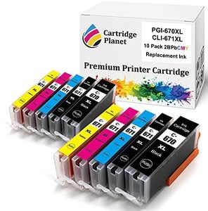 Cartridge Planet 10 Pack (2BK,2PBK,2C,2M,2Y) Compatible Ink for Canon PGI-670XL CLI-671XL PGI670XL CLI671XL for Canon MG5760 MG5765 MG5766 MG6860 MG6865 MG6866 MG7760 MG7765 MG7766 TS5060 TS6060 TS8..