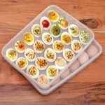 echomerx Deviled Egg Containers with Lid (Set of 2) - Portable Plastic Devil Egg Holder - Stackable Refrigerator Carrier - Clear Tray 48 Eggs - Secure Seal - Easy-to-Clean - Party-Ready Organizer
