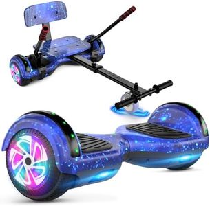 Scooter with Seat Attachment for Kids Adults, 6.5'' 8.5''Balancing Scooter with Bluetooth Speakers & Colorful LED Light with kart