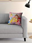 Athom Living Cotton Disney Princess Cushion Cover - 15 Inch X 15 Inch, Multicolor