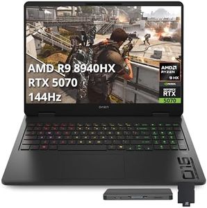 HP Omen 16" FHD 144Hz Gaming Laptop, AMD Ryzen 9 8940HX, 16GB DDR5, 1TB PCIe SSD, NVIDIA GeForce RTX 5070, RGB Backlit Keyboard, FHD Camera, Wi-Fi 6, Windows 11 Pro, Black, 1TB Docking Station Set