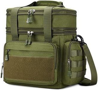 Gafetrey Large Tactical Lunch Box for Men, Insulated Bag Adult, Thermal Lunchbox Leakproof Waterproof Cooler Bag, Dual Compartment tote, Pail Work Office Camping (Green), 24L