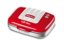 Ariete 1973 Electric Waffle Maker, 700W, Non-Stick Plates, Red – Easy to Use, Locking System Waffle Maker, Makes Sweet & Savory Waffles