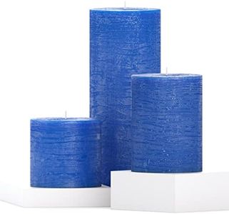 CANDWAX Assorted Candles Pillar - Set of 3 inch Pillar Candles Includes 3", 4" and 8" Unscented Candles - Long Burning Candles Ideal as Wedding Candles and Candles for Home- Blue Candles