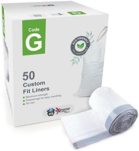 Compatible With Simplehuman Code G - Durable Custom Fit Plastic White Trash Bags w/ Drawstring, 30- Liter / 8 Gallon Trash Cans - 1 Refill Rolls of (50 Count) -Heavy Duty Kitchen Garbage Bags