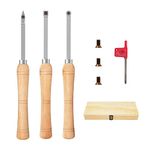 DEEFIINE 3CPS Carbide Tip Wood Lathe Turning ToolS,MINI-SIZE WOOD TURNING TOOLS FOR LATHE SET(Beech handle)