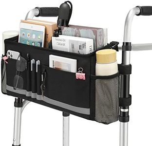 EXLIFBAG Walker Basket, Folding Walker Bag with Cup Holder, Walker Accessories for Seniors, Black