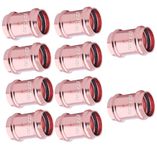 EZ-FLUID Plumbing 1/2" Press x Press LF Copper Press Coupling Pressure Copper Fitting With Roll Pipe Tube Stop,ProPress Press Connection for Residential,Commercial. (10)