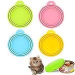 4 PCS Tin Can Lids for Pet Food Cover Silicone Tins Lid Cat Food Storage Cans Sealer Universal Size Cap for Pets Food Toppers Lids 4 Colors