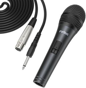FIFINE Wired Microphone for Amplifier/Speaker,Handheld Dynamic Mic for DJ, Karaoke, Plug in Microphone with Cord for Singing, Vocal Recording-K6