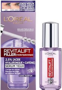 L'Oréal Paris - Siero per contorno occhi - Anti-rughe, anti-tasche e correttore - Acido ialuronico puro e caffeina - Punta triple-Bille innovativa - Revitalift Filler - 20 ml