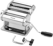 Navaris Pasta Maker - Manual Pasta Machine - Stainless Steel Noodle Roller - 9 Settings (Dough Thickness 0.5 to 3mm) - for Lasagna, Fettuccini, Spaghetti, etc.