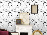 VI COLLECTIONS Black & Grey Circles Elegant Look Self Adhesive Wallpaper Just Peal Releasing Paper & Apply Decorates in Minutes. (400 cm)