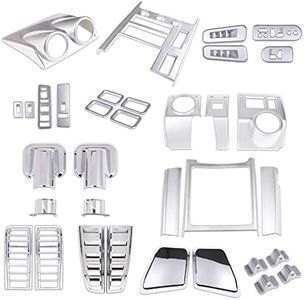 Interior Trim Decoration Kit for Hummer H2 2003-2007, Console Dashboard Dash Panel Trim Cover, Car Body Trim Cover Set, Exterior Car Accessories Set, Carbon Fiber Grain (Chrome_Interior & Exterior)