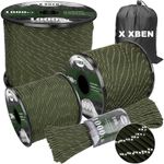 X XBEN Reflective Paracord 1000lb, 50/100/200/500/1000ft 4mm, 13 Strand Parachute Cord, Tactical Paracord Rope for Camping, Fishing, Clothesline, Hammock, Tent & Survival Bracelet, Army Green