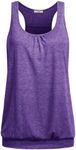 Miusey Womens Sleeveless Round Neck Loose Fit Racerback Yoga Tank Top (Deep Purple,X-Large)