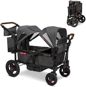 Radio Flyer Voya Stroller Wagon, 2 Seater Wagon Stroller for Kids with Low Sides, Baby Stroller Wagon, Double Stroller