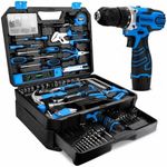 KingTool 276-Piece Tool Set Kit with 12V Cordless Power Drill (Blue)