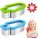 Vibbang 2Pcs Watermelon Slicer Cutter, Stainless Steel Watermelon Popsicle Cutter, Watermelon Cutter Slicer Tool, Melon Cutter, Quickly Fruit Slicer, for Cantaloupe Papaya Dragon Fruit Watermelon