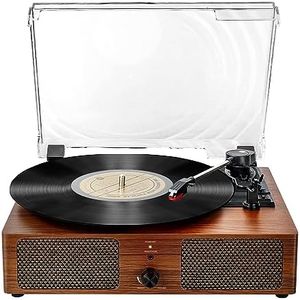 Giradischi in vinile Bluetooth con altoparlanti integrati Supporto Uscita RCA USB Aux In cuffia Auto-Stop Fonografo portatile a cinghia a 3 velocità per intrattenimento e decorazione