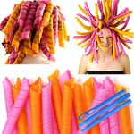 40 Pcs Heatless Spiral Hair Curlers 22inch Magic No Heat Hair Curls For Long Hair 4Pcs Styling Hooks DIY Hair Rollers Set(pink-orange)
