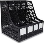 SAYEEC Desk Magazine Holder File Organizer 4 Compartment File Holder File Dividers Folder Rack Sorter Document Cabinet Display Storage Box Black