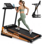 Incline Treadmill for Home with 15% Auto Incline, JAGJOG Foldable Treadmill with Quiet 3.0 HP Motor, 300 LBS Capacity, Shock Absorption, HIIT Programs for Weight Loss & Home Workout (Ebony)