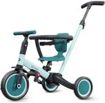 newyoo 5 in 1 Toddler Tricycle with Parent Steering Push Handle for 1,2,3 Years Old Boys and Girls, Kids Push Trike, Toddler Bike with Removable Pedals, Adjustable Seat and Handle, Blue, TR006