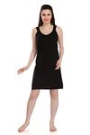 Splash Cotton Rich Camisole Slip for Women| Long Kurti Slip/Suit Slip/Camisole Slip Knee Length - 139 Black