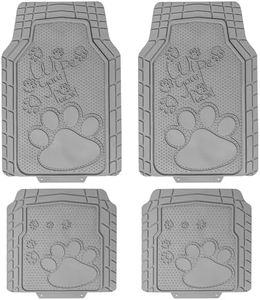 FH Group Car Floor Mats - Adorable Paw Print, Heavy-Duty Rubber Floor Mats for Cars, Universal Fit Full Set, Climaproof Floor Mats, Trimmable Floor Mats Fit Most Sedan, SUV, Truck Floor Mats Gray