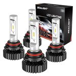 SEALIGHT 9005 9006 LED Headlight Bulbs 40000 Lumens, HB3 HB4 High Beam Low Beam LED Light Combo Package with Super Bright CSP Chips, 6000K Cool White, Pack of 4