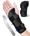 Wrist Brace with Metal Wrist Splint Carpal Tunnel Wrist Brace for Night Sleep Adjustable Wrist Support Men Women for Tendonitis Arthritis Pain Relief - Right Hand, Small, Fit Wrist 5.1-6.9 inch