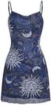 Milumia Women's Vintage Lettuce Trim Mini Sun Dress Summer Sleeveless Short Cami Mesh Dress Blue X-Large