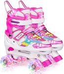 Roller Skates for Girls and Boys,4 Size Adjustable Kids Toddler Roller Skates with Light up Wheels for Toddlers Children Outdoor Indoor