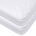 American Baby Company Waterproof Fitted Quilted Crib and Toddler Protective Pad Cover, White (2 pack) by American Baby Company