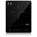 IsEasy Single Induction Cooker 2100W Portable Induction Hob with Slim Black Crystal Panel Body, Induction Plate with 9 Power Levels Setting, Max & Min Function, 8-hours Timer, Safety Lock (WQ-8030)