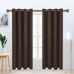 LORDTEX Linen Look Textured Blackout Curtains with Thermal Insulated Liner - Heavy Thick Grommet Window Drapes for Bedroom, 50 x 108 Inches, Chocolate, Set of 2 Panels