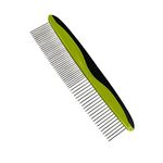 Dogs Grooming Comb Cat Comb with Stainless Steel Rounded Teeth Rubber Handle for Large, Medium and Small Dogs and Cats, Removes Loose Undercoat, Knots, Mats and Tangled Hair