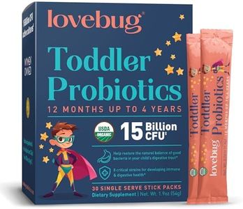 LOVEBUG Kids Probiotic Powder with Prebiotic Fiber - Toddler Immunity Support & Constipation Relief - USDA Organic Probiotics for Childrens Gut & Digestive Health (Ages 1-4) - 30 Pack (Unflavoured)