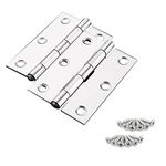 Cretty-Meet 2 Sets Replacement Door Hinges 3 Inch Stainless Steel Folding Butt Hinges Strong Solid Hinges with 12pcs Screws for Door Case Lid Wooden Box Chest (Silver)