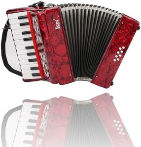 Accordion, Piano Accordion 8 Bass 22 Key Accordian Instrument with Accordion Strap Button Accordion for Adult Professional Accordions for Kids Playing